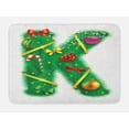 thumbnail image 1 of Christmas Alphabet Bath Mat, Letter of K Holiday Baubles Ornaments Ribbons Stars Illustration Print, Plush Bathroom Decor Mat with Non Slip Backing, 29.5" X 17.5", White Green, by Ambesonne, 1 of 2