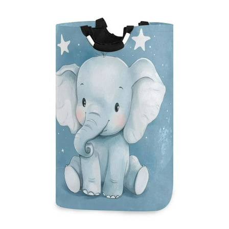 Laundry Basket Laundry Hampers 12.6*11* 22.7 Inch Storage Basket Laundry Hampers is Lightweight and Foldable Cute Little Blue Elephant