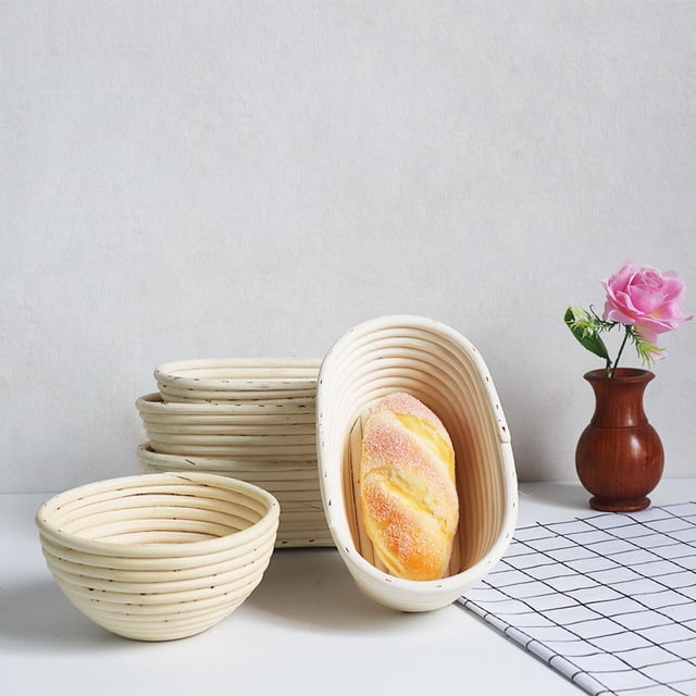 Cesta de fermentación de pan, cuenco de fermentación, cesta de ratán estampada hecha a mano, molde para pan de campo, herramientas para hornear en el hogar