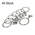 thumbnail image 1 of 40 paquetes de anillos metálicos para colgar anillos de jardín con clip para cortinas, anillos para colgar con clip (plata), 1 of 5