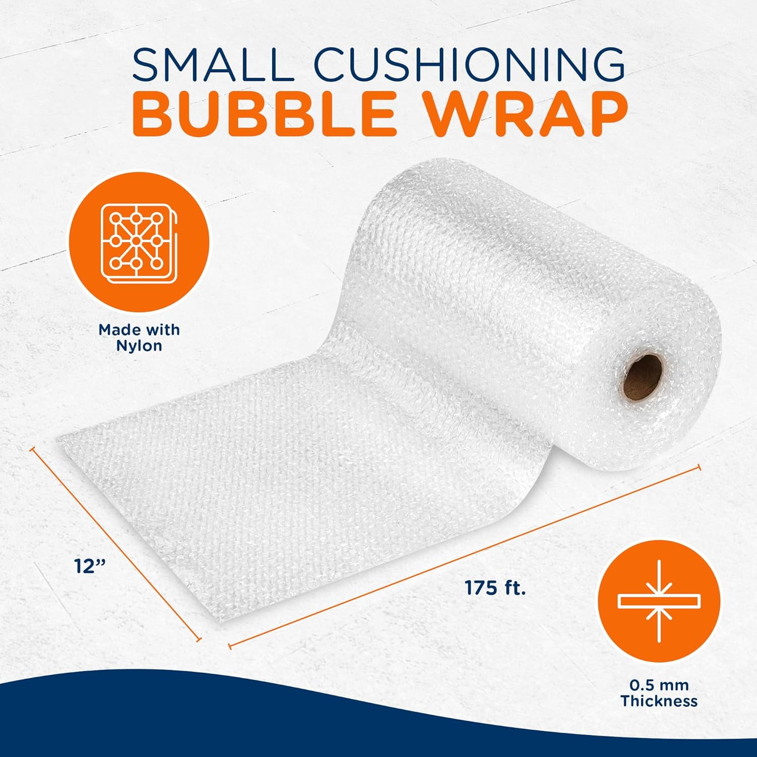 Small Bubble Cushioning Wrap – 175 Ft Clear Bubble Roll for Moving & Shipping, Perforated Every 12 Inches, Pack of 4 for Packaging Boxes and Mailers