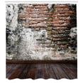 thumbnail image 3 of Ambesonne Rustic Shower Curtain, Worn Looking Wall Photo, 69"Wx75"L, Cinnamon Black White, 3 of 3