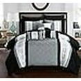 thumbnail image 3 of Chic Home Clayton 10 Comforter Pin Tuck Pieced Block Embroidery Bed in A Bag with Sheet Set Black, Queen, Grey, 3 of 4