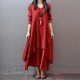 thumbnail image 3 of Vestido Vestido de cuello redondo de mezcla de algodón Estilo bohemio Vestido de playa en capas para mujer Traje diario Kuymtek Vino rojo T M para Mujer, 3 of 6