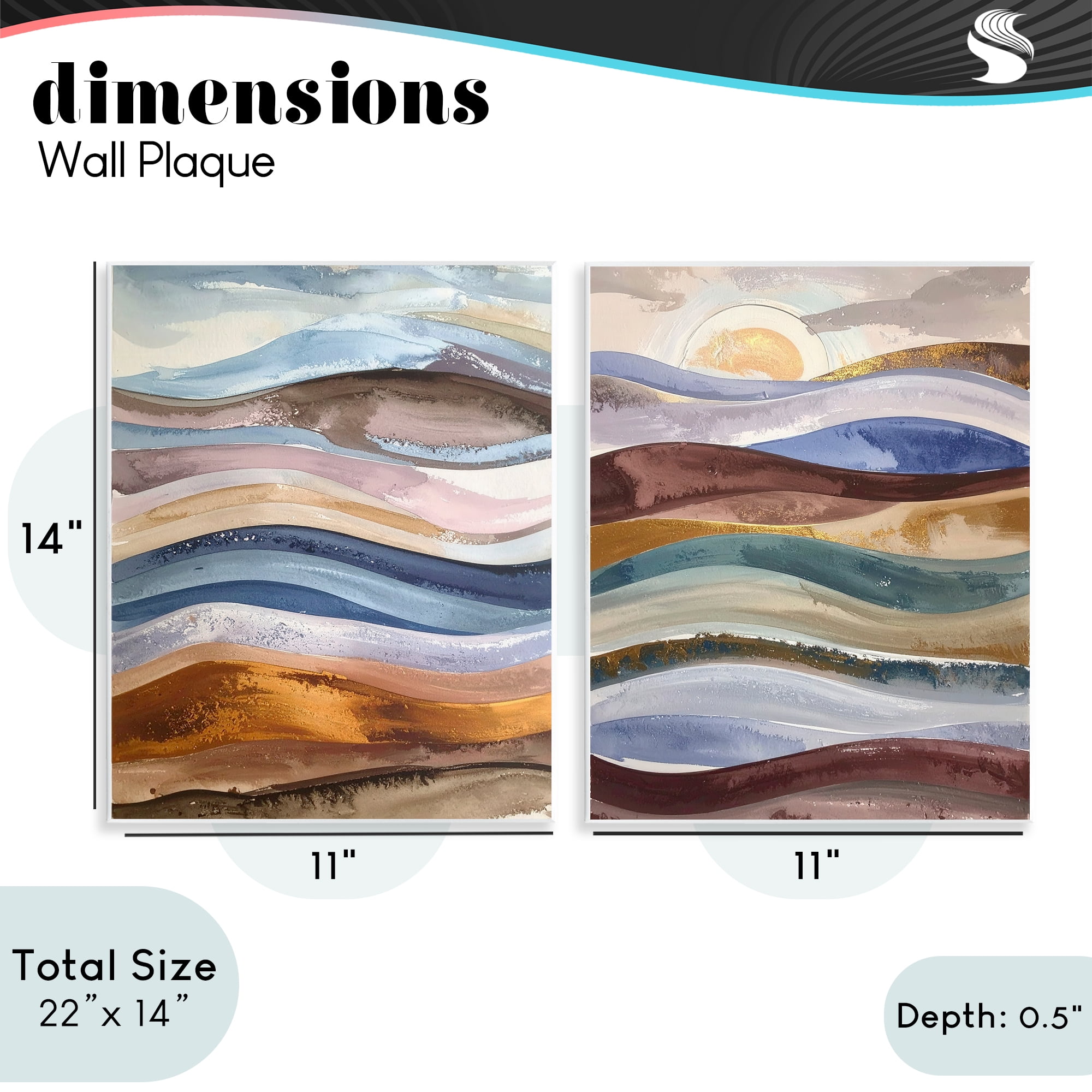 Stupell Industries Earthy Ocean Flow 2 Piece Wall Plaque Art Set, design by Alonza Saunders