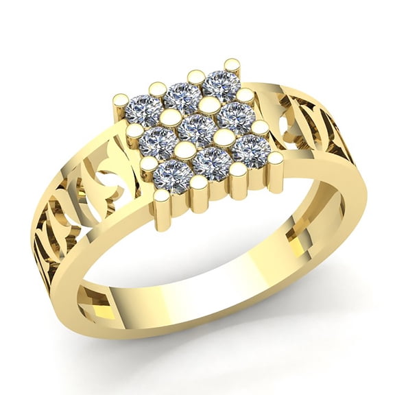 Natural 0.25carat Round Cut Diamond Mens Cluster Anniversary Engagement Ring Solid 14K Rose, White or Yellow Gold FG VS