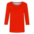 thumbnail image 4 of ZHENHONG Long Sleeve T Shirt Women Womens Tops Casual 3/4 Sleeve Crew Neck Shirts Loose Fit Tunic Blouses Summer Tees,Orange Women Blending Shirts XXL, 4 of 7