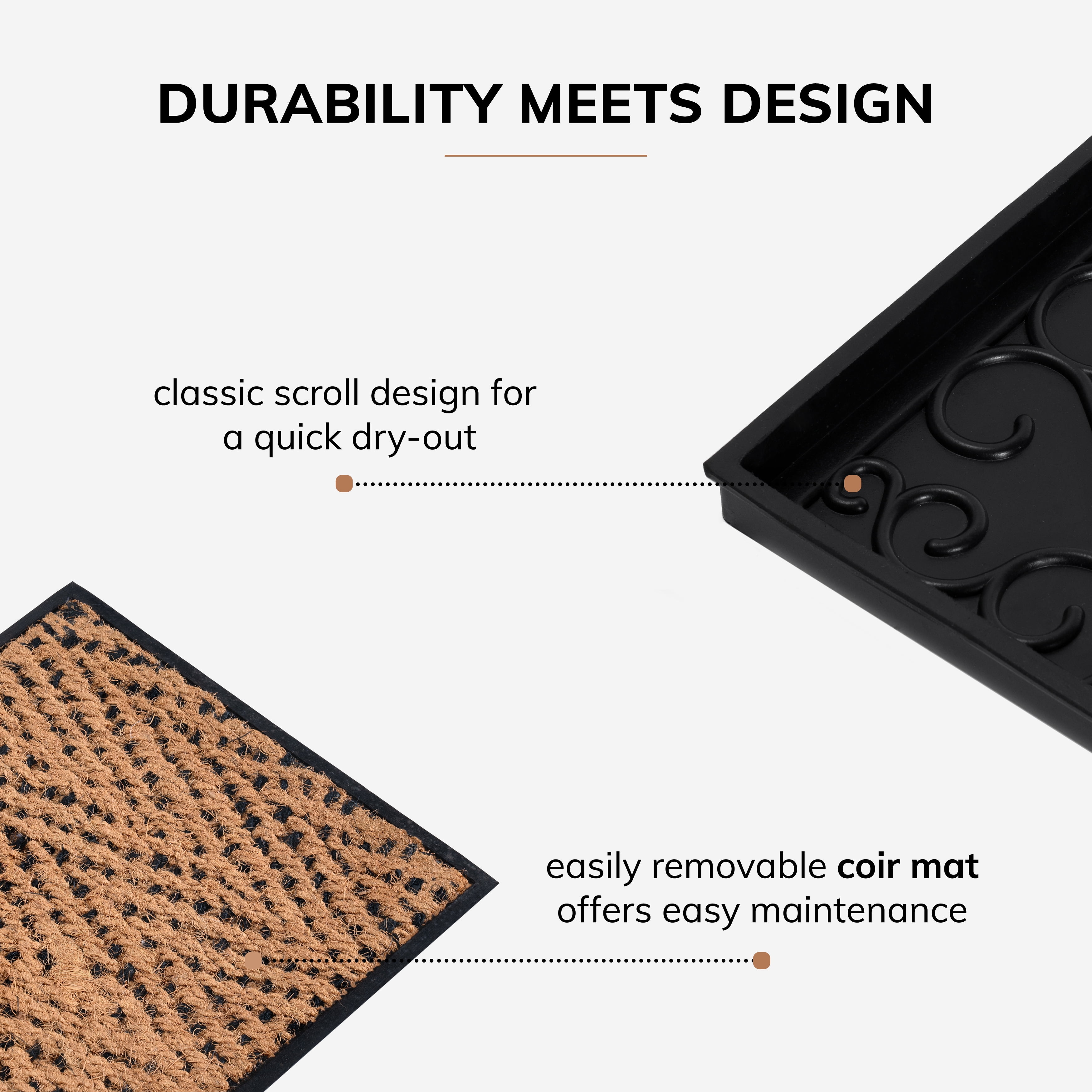 Natural & Recycled Rubber Boot Tray with Tan & Black Coir Insert