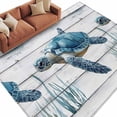 thumbnail image 2 of 6'x9' Area Rugs, Sea Turtle Blue Indoor Outdoor Area Rug for Living Room Bedroom, Coastal Ocean Seaweed Wood Grain Washable Bathroom Rugs Kitchen Floor Carpet Mats Home Decor Aesthetic, 2 of 8