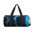 thumbnail image 2 of Gaeub Blue Marble And Gold Lightweight Travel Cylinder Bag Gym Tote Bag Sports Training Duffle Bag with Pockets and Straps, 2 of 8