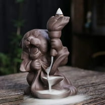 1pc Handmade Purple Clay Incense Burner with Tiger Design and Backflow Function for Home Decor and Aromatherapy (Without Incense）