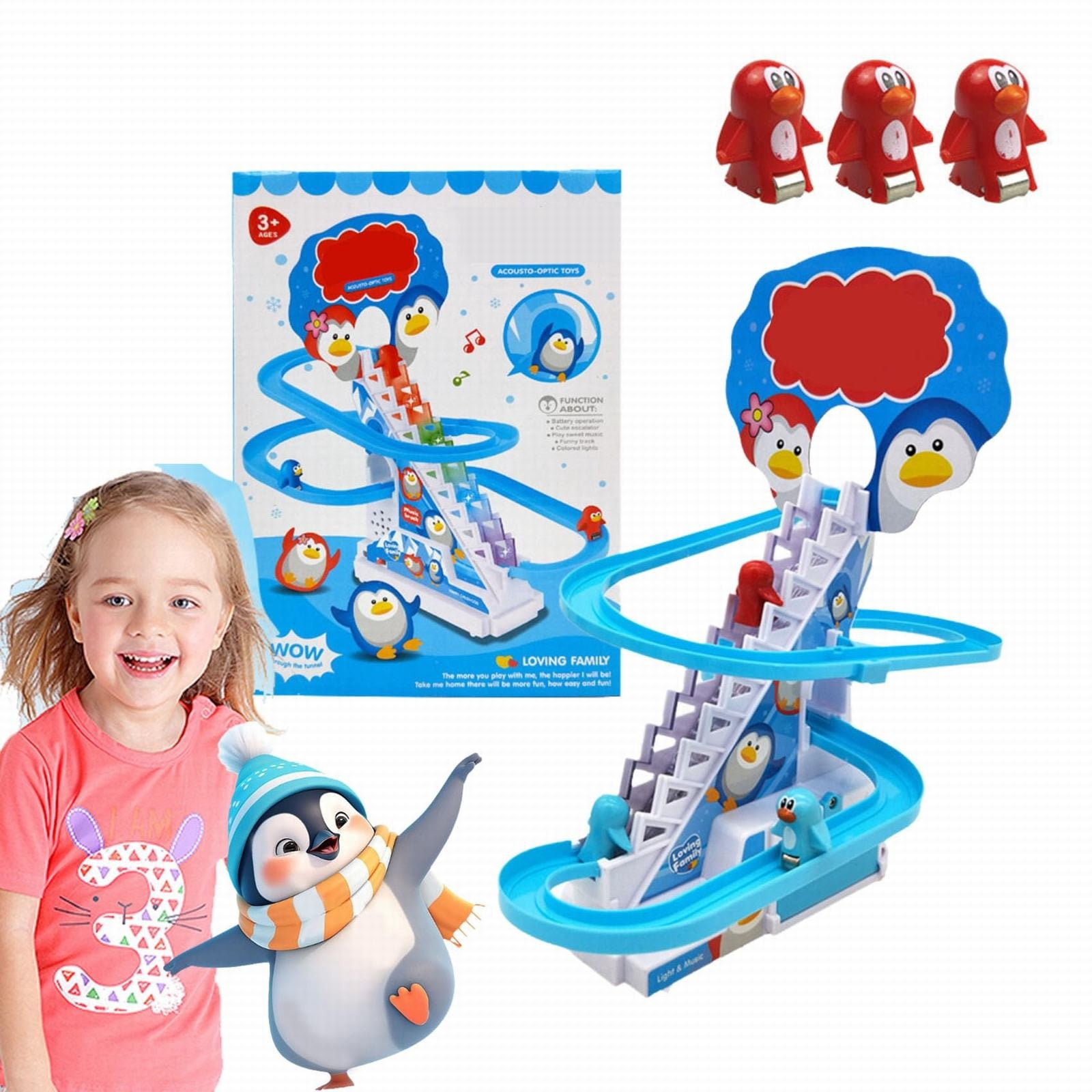 Penguin Race Penguin Race Track Toy Penguin Race Game Playful Penguin Race Playful Musical Roller Track Playset With Music & LED Flashing Lights On/Off Button For Toddlers
