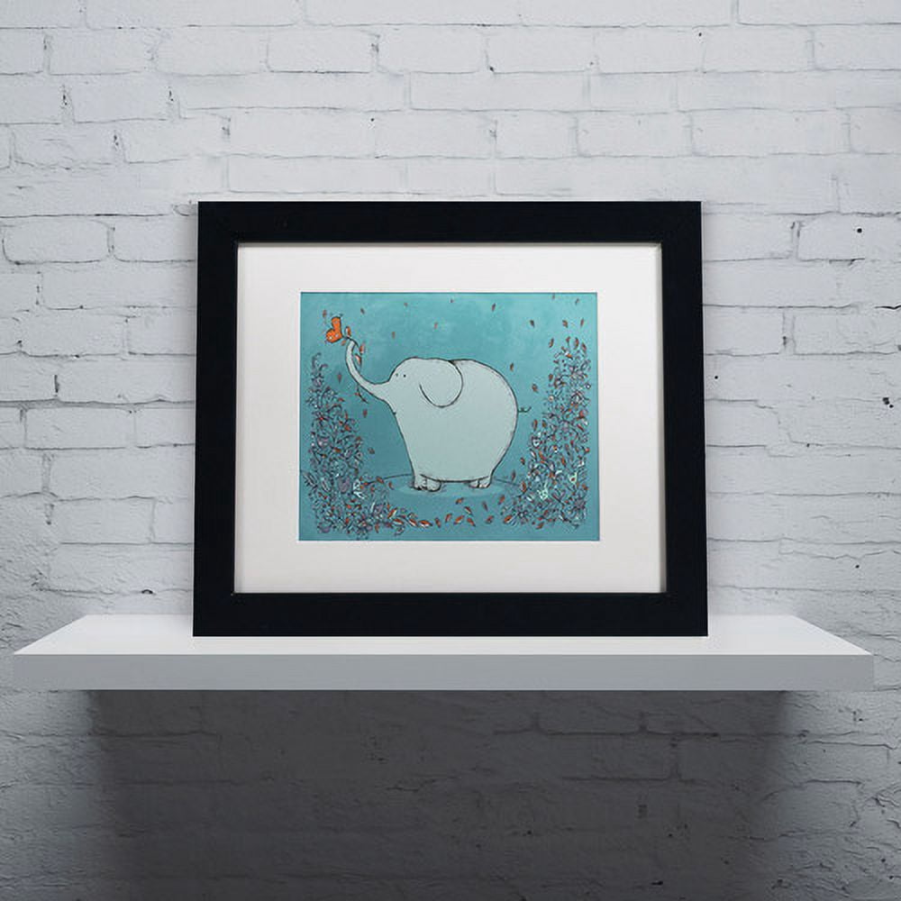 Trademark Fine Art "Garden Elephant" Canvas Art by Carla Martell, White Matte, Black Frame