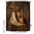thumbnail image 2 of Halloween Shower Curtains for Bathroom, Farmhouse Vintage Scary Ghosts Pumpkin Cat Waterproof Fabric Shower Curtain, Decorative Bathroom Curtain for Bathtub, 36"x72", No Hooks Included, 2 of 9