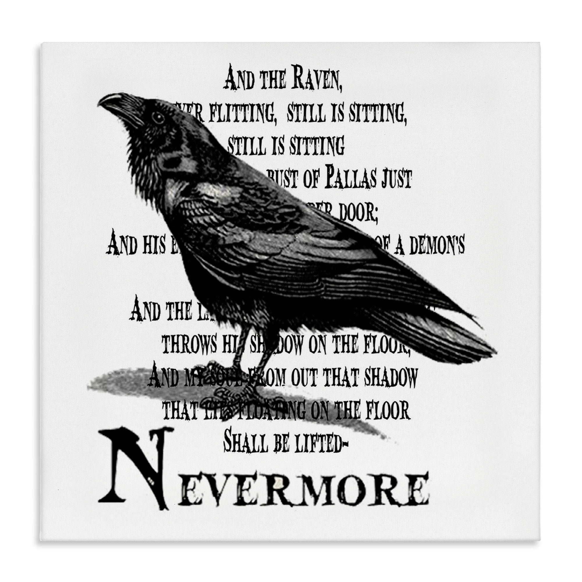 Black Crow Raven Creepy Halloween Text Quote Animals & Insects Graphic Art Gallery-Wrapped Canvas Print Wall Art