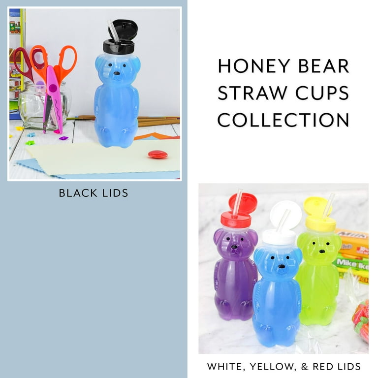 8OZ Honey Bear Straw Cups for Babies with 8 Flexible Straws