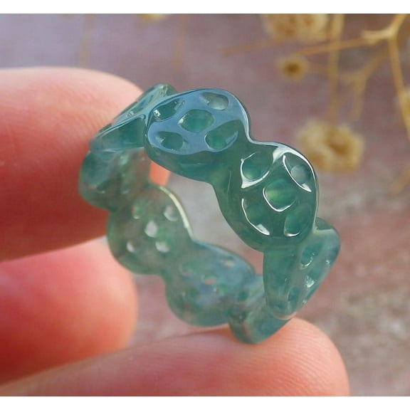 Icy Green Natural A JADE Jadeite Money Coin RING USA. 4.25 RING 680582 TN