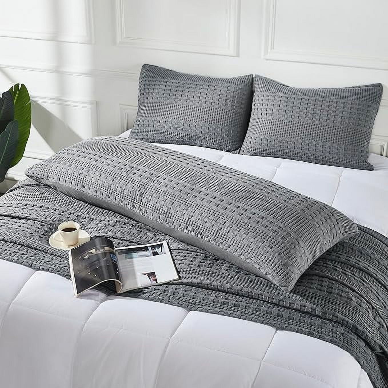 VHC Brands Waffle Weave Natural Throw 50x60, Decorative Cotton Throw Blanket, Boho Farmhouse Bedroom, Living Room Decor for Bed, Couch, or Sofa