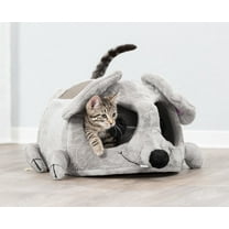 TRIXIE Lukas Plush Indoor Cat Condo with Sisal Scratching Surface & Removable Cushion, Gray