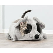 TRIXIE Lukas Plush Indoor Cat Condo with Sisal Scratching Surface & Removable Cushion, Gray