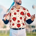 thumbnail image 6 of Balery Red Ladybug Baseball Jersey for Men Casual Button Down Shirts Short Sleeve Active Team Sports Uniform-Small, 6 of 9