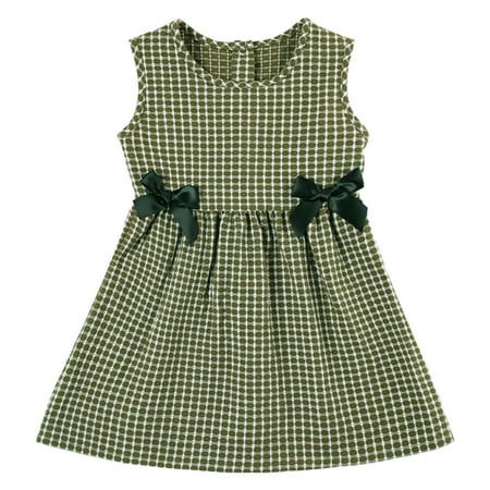 

Pimfylm Long Dresses For Toddler Toddler Girl Ruffled Sleeve Dress Cotton Linen Halter Sleeveless Kid Casual Summer Sundress purified cotton Green 5-6 Years