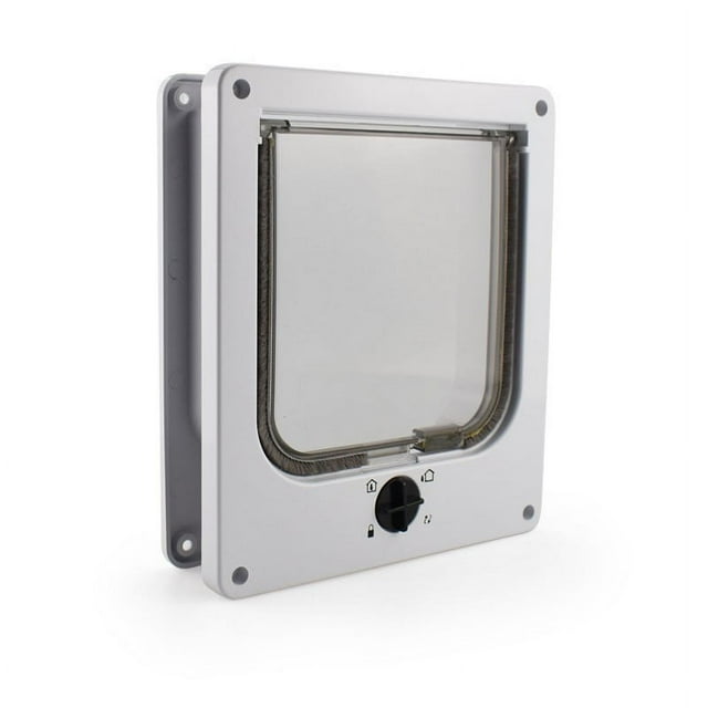 Puerta con trampilla para gatos, puerta para mascotas con bloqueo de 4 vías, puerta para gatos resistente a la intemperie, puerta para mascotas resistente a la intemperie de fácil instalació