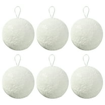 Nmdmisc 12Pcs Christmas Tree Foam Balls 3.1" White Ball Ornaments Snowballs Snowy Bauble Hanging Ornaments with Ropes for Christmas Xmas Holiday Wedding Party Decorations (White)