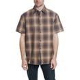 thumbnail image 4 of YAGO Men's Casual Plaid Short Sleeve Woven Button Down Shirt Brown AB21 (3X-Large), 4 of 8
