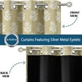 thumbnail image 3 of Vargottam Room Darkening Curtains - Flower Pattern, Set of 2 Panels, 52" x 72" - Grommet-Top Blackout Window/Door Drapes for Bedroom, Nursery & Living Room - Beige, 3 of 9