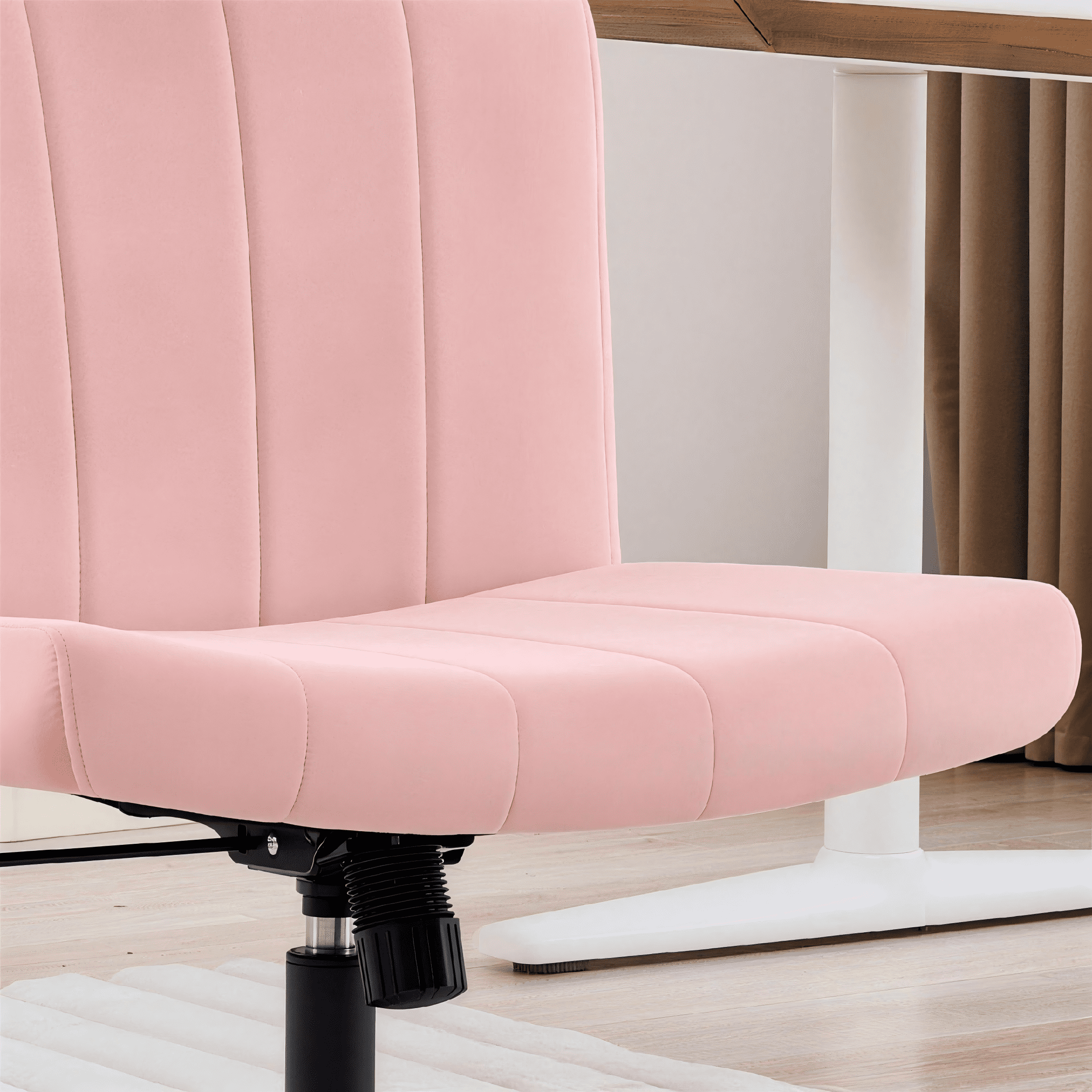 TMV Criss Cross Chair: Modern Armless Office Chair, Desk Chair, Vanity Chair, Computer Chair for Home and Office,Pink