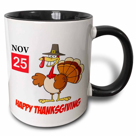 3drose, Thanksgiving Calendar, 15oz Two-tone Black Mug