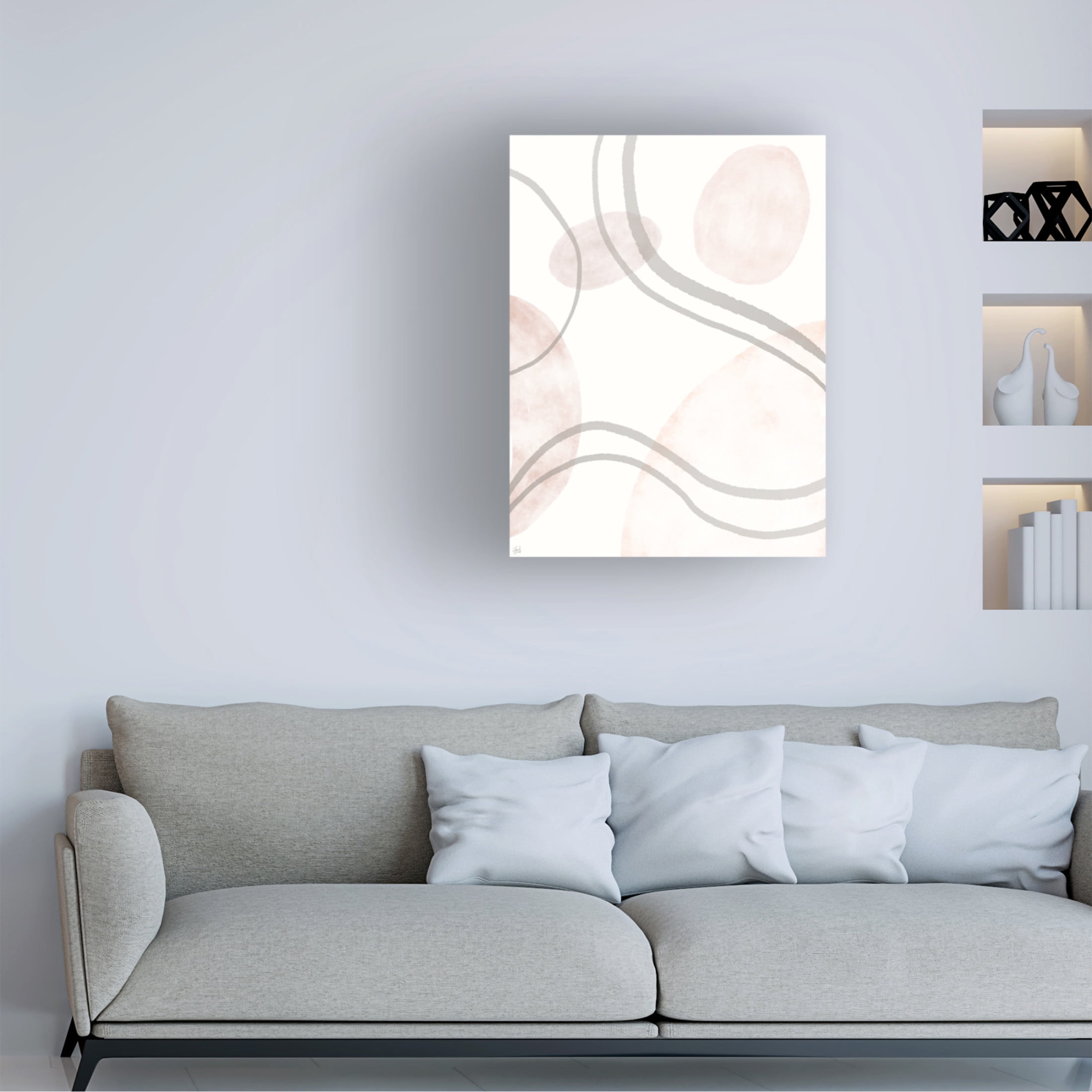 Canvas Wall Art - Line and Brush 'Line & Bubble Space 1' Wall Art for Living Room, Bedroom, or Office Décor by Trademark Fine Art - 18 x 24 Inches