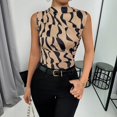 thumbnail image 6 of Women‘s Casual Tank Tops Mock Neck Sleeveless Cinched Waist Shirts Summer Slim Fit Pleated Blouses, XL, 6 of 6
