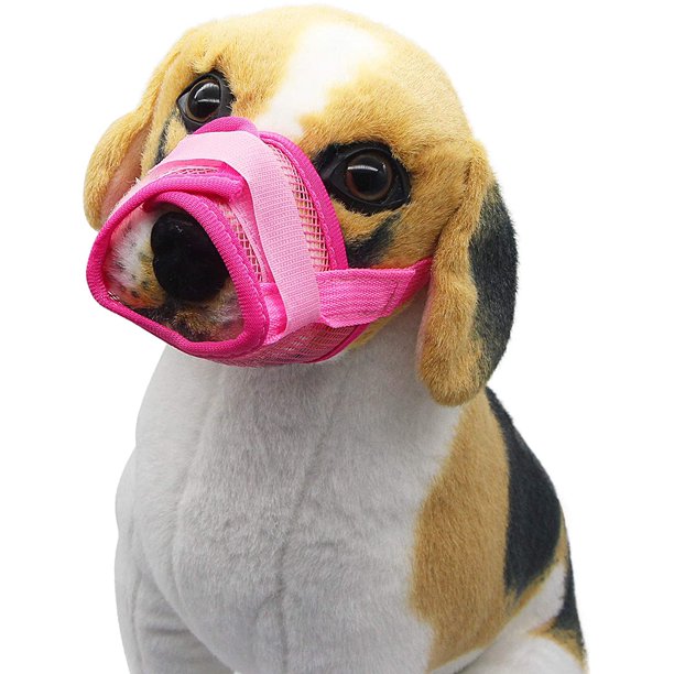 Cubierta de boca de perro transpirable de malla de nailon, bozal de ajuste rápido para perro con correas ajustables, para evitar mordeduras y gritos para evitar comer accidentalmente oso de fresa Juguete