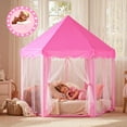 thumbnail image 2 of PigPigPen Princess Castle Play Tent for Girls Large Hexagon Playhouse with Star Lights Kids Play Tents for Children Indoor Games (Pink), 2 of 8