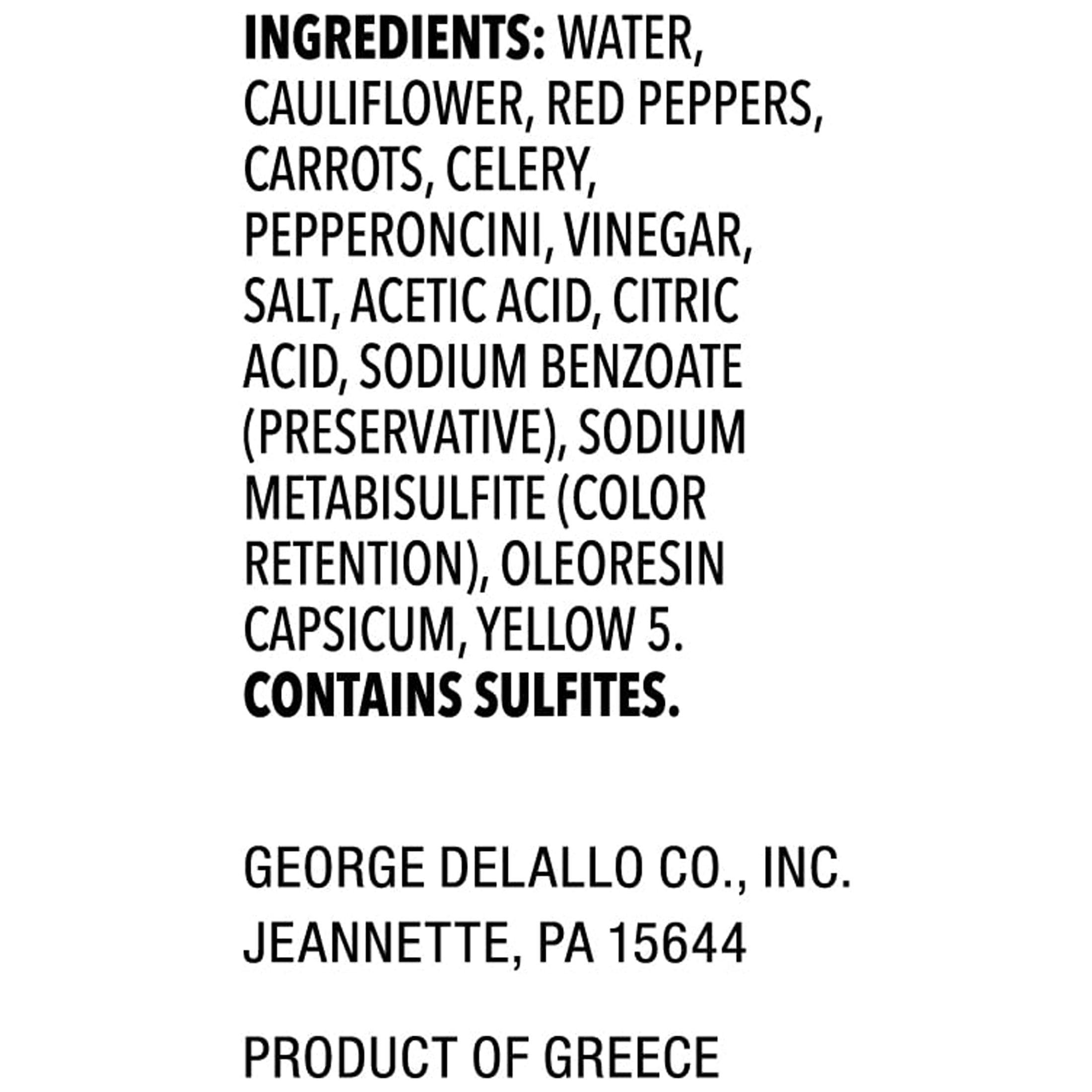 DeLallo Hot Italian Giardiniera, Non-GMO, Gluten Free, 25.5 oz Jar, (6 Pack)
