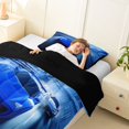 thumbnail image 4 of Castle Fairy Futuristic Race Car Twin Comforter Sets 3-Piece for Boys, City Motion Blur Bedding Set for Bedroom, Blue White,Black Reversible, 4 of 6