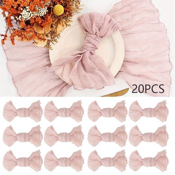 Cloth Napkins Bulk 20 Pack, Pale Pink Cheesecloth Napkins 21x21 Inch - Reusable Dinner Napkins for Wedding, Thanksgiving, Baby Shower Party Decor