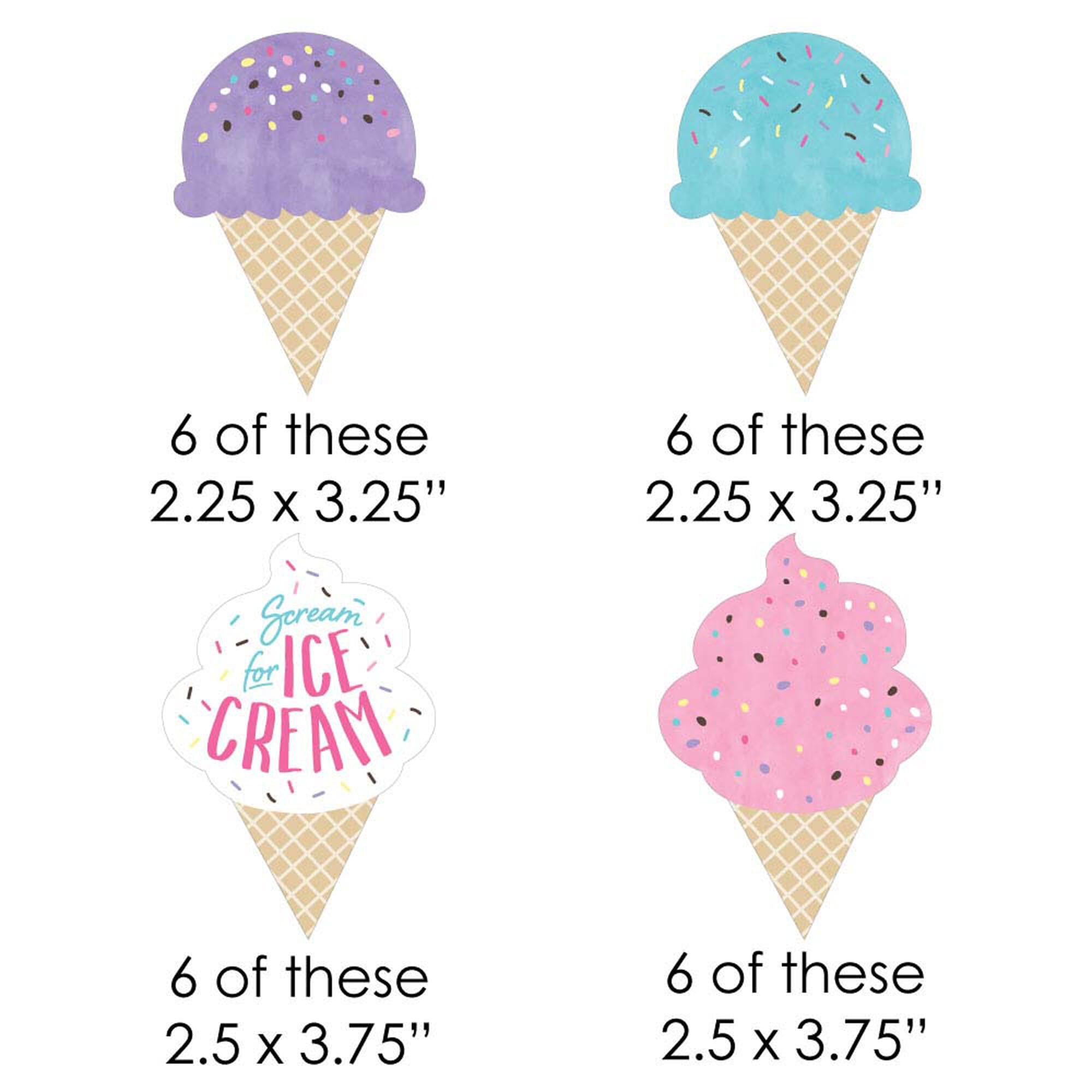 3 - Large ice cream sprinkle scoops