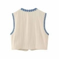 thumbnail image 4 of NARABB Women Vintage Embroidered Vest Tops Linen Cropped Sleeveless Floral Cardigans Vests, 4 of 4