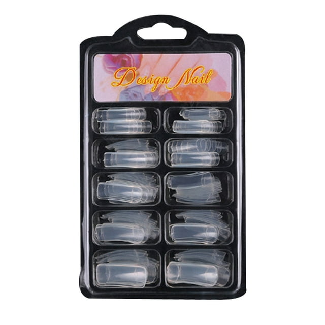 Soidarity BGVfive100pcs Uñas postizas de plástico francés Color sólido Media cubierta completa Uñas postizas Juegos de manicura transparente 7-13cm Soidarity MJ12850-03