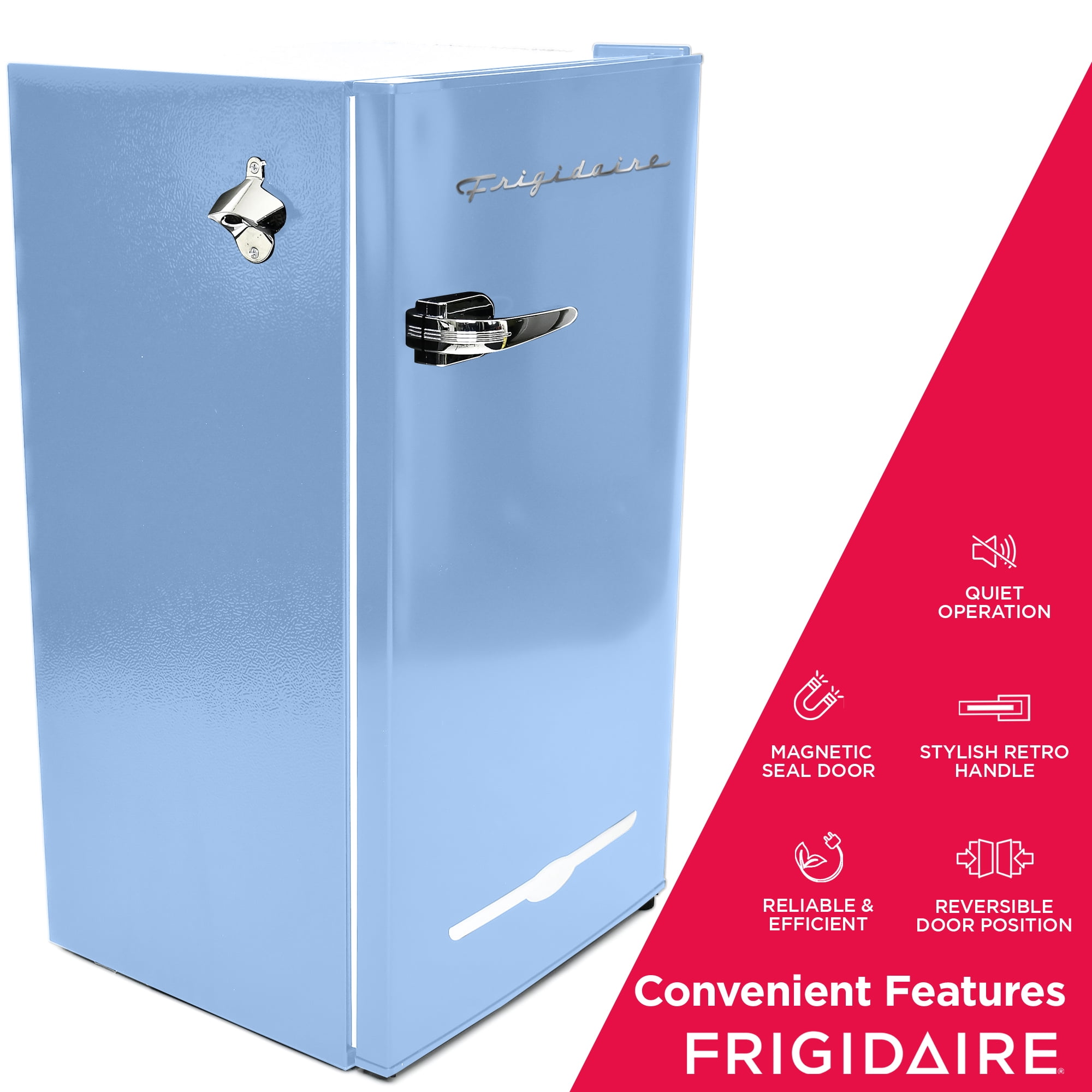 Frigidaire 3.2 Cu ft Retro Mini Refrigerator with Side Bottle Opener EFR376, Blue