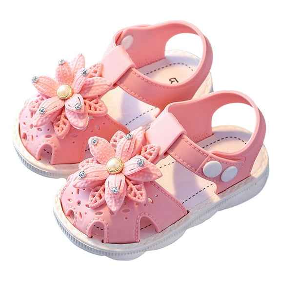 Mepaouo Baby Toddler Sandals Girls Soft Sole Open Toe Summer Flower Princess Flat Shoes 0-4Y