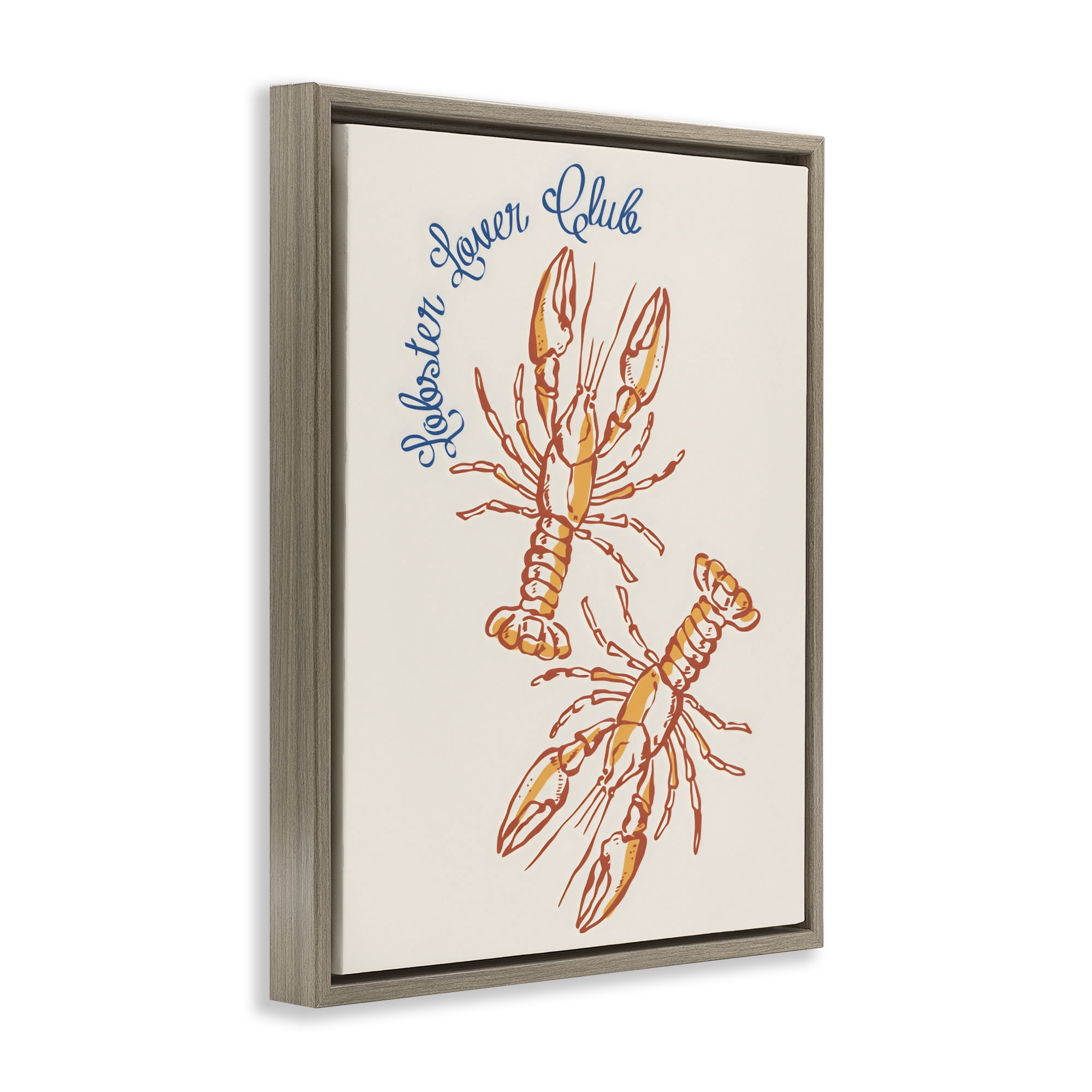 Stupell Industries Lobster Lover Club Brown Framed Floater Canvas Wall Art, design by The Prints Vibe
