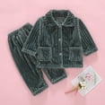 thumbnail image 2 of Ediodpoh Pyjamas pour Enfants et Garçons Ensemble de Pyjama Doux 2 Pcs en Flanelle Vêtements de Maison pour Automne Hiver Vêtements de Nuit Chauds en Polaire pour Enfants Filles Vêtements de Nuit Vert Foncé 3-4 Ans, 2 of 3