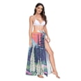 thumbnail image 2 of FORMRS Womens Long Sarong Beach Wrap Semi-Sheer Bikini Skirt Bathing Swimsuit Cover Up, Floral Mountain, 2 of 7