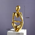 thumbnail image 2 of Thinker Statue Sculptures Statue Modern Abstract Resin Decoration on Shelf Table Desk for Living Room Office Bedroom Gold 4.92*2.36*2.05Inch, 2 of 6