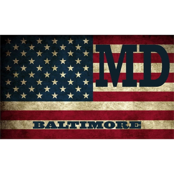 Baltimore MD Maryland Baltimore County Vintage US Flag Decal Bumper Sticker 3M Vinyl 3" x 5"