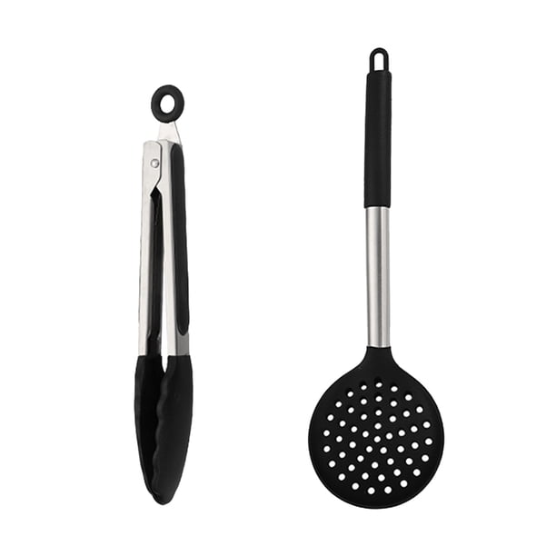 Utensilios de cocina resistentes al calor, utensilios de silicona inoxidable fijados para utensilios de cocina antiadherentes, aptos para lavavajillas